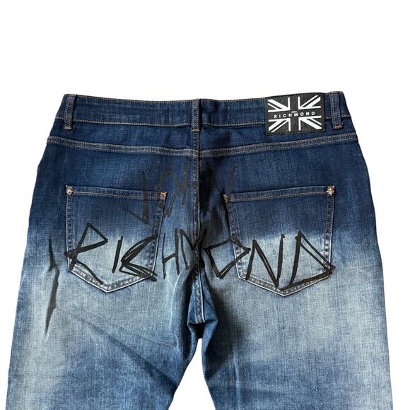 John Richmond Distressed Patched Slim Fit Jeans - Picture 4 of 13